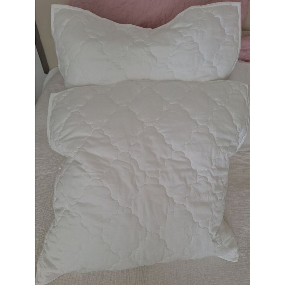 NWT Martha Stewart White XL Pillow Quilted Shams Luxury Egyptian Cotton - Picture 5 of 10